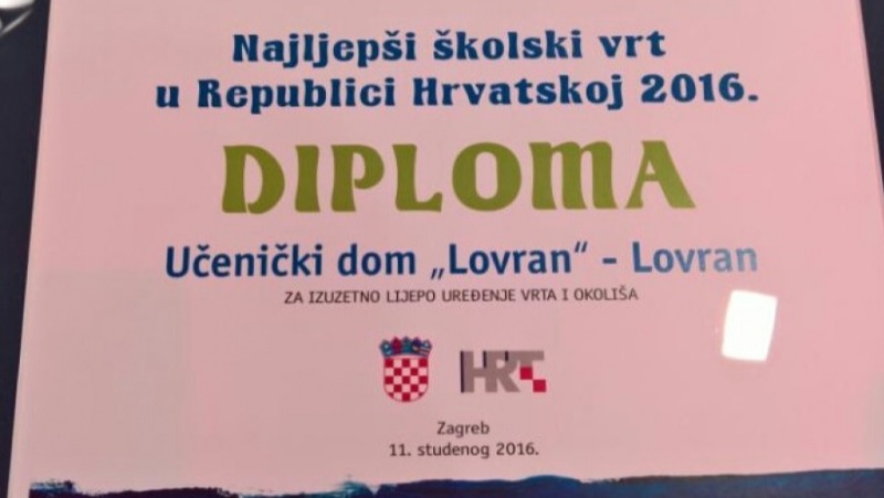 Naš Dom dobitnik diplome za najljepši školski vrt